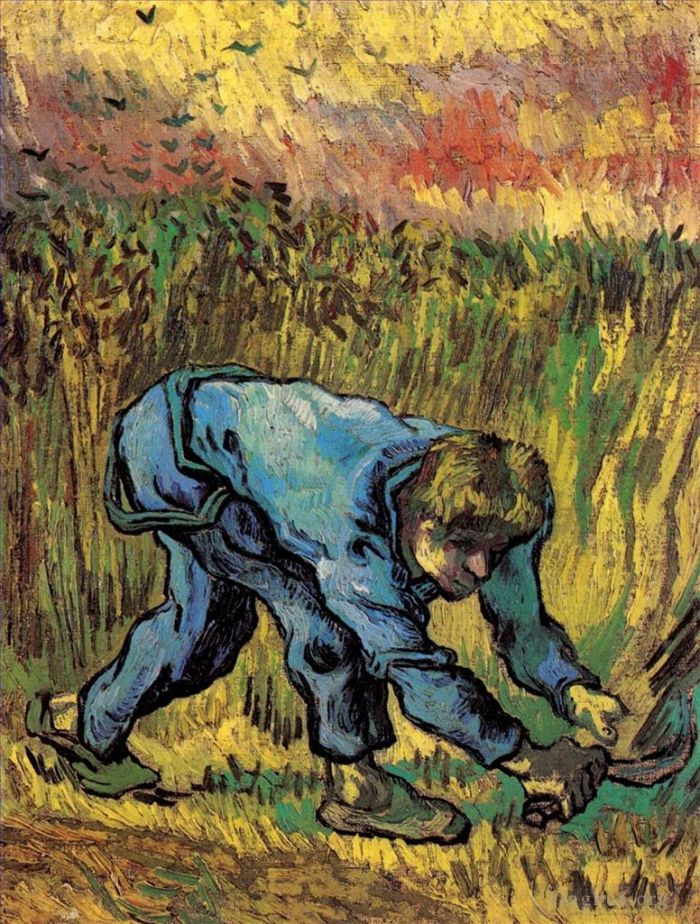 Vincent van Gogh Ölgemälde - Schnitter mit Sichel nach Hirse