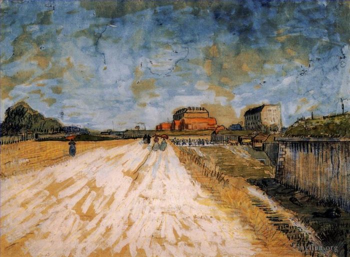 Vincent van Gogh Ölgemälde - Straßenlauf neben den Pariser Stadtmauern