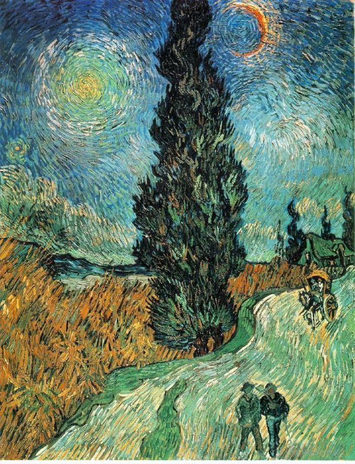 Vincent van Gogh Ölgemälde - Straße mit Zypressen 2