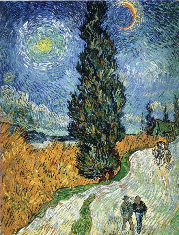 Vincent van Gogh Ölgemälde - Straße mit Zypressen