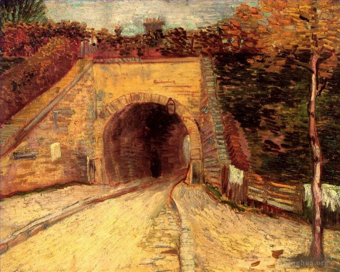 Vincent van Gogh Ölgemälde - Fahrbahn mit Unterführung des Viadukts
