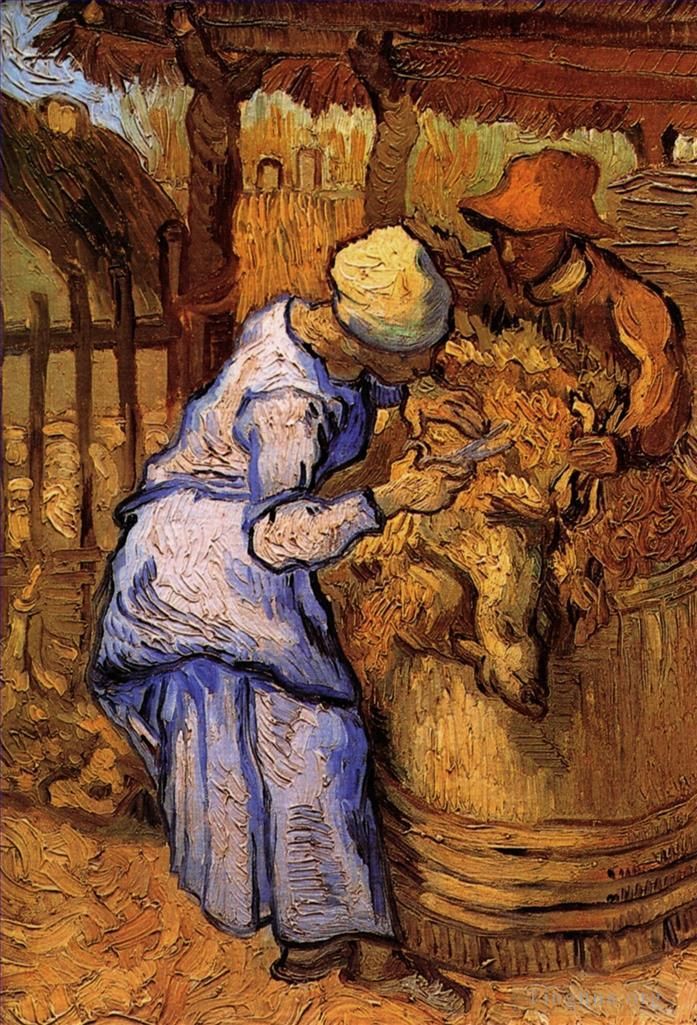 Vincent van Gogh Ölgemälde - Schafscherer Die nach Hirse