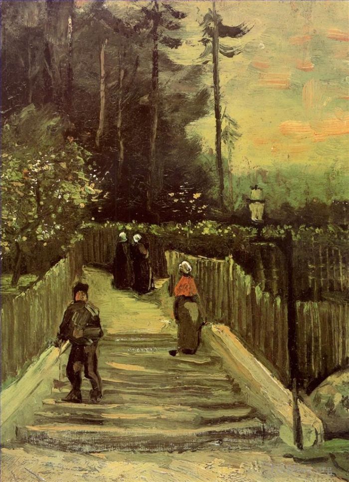 Vincent van Gogh Ölgemälde - Schräger Weg in Montmartre