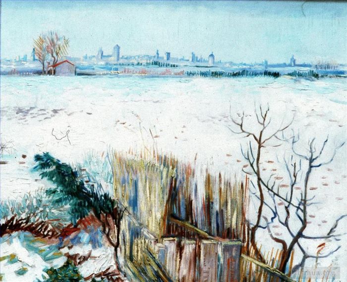 Vincent van Gogh Ölgemälde - Verschneite Landschaft mit Arles im Hintergrund 2