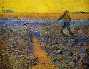 Vincent van Gogh Werk - Sämaschine mit untergehender Sonne nach Hirse
