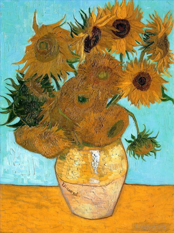 Vincent van Gogh Ölgemälde - Stilllebenvase mit zwölf Sonnenblumen