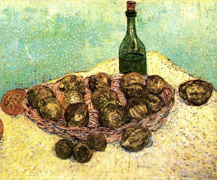 Vincent van Gogh Ölgemälde - Stillleben-Flasche Zitronen und Orangen