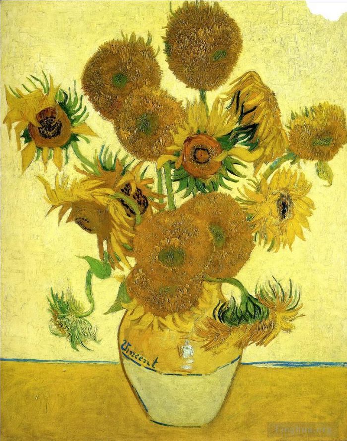 Vincent van Gogh Ölgemälde - Stilllebenvase mit fünfzehn Sonnenblumen