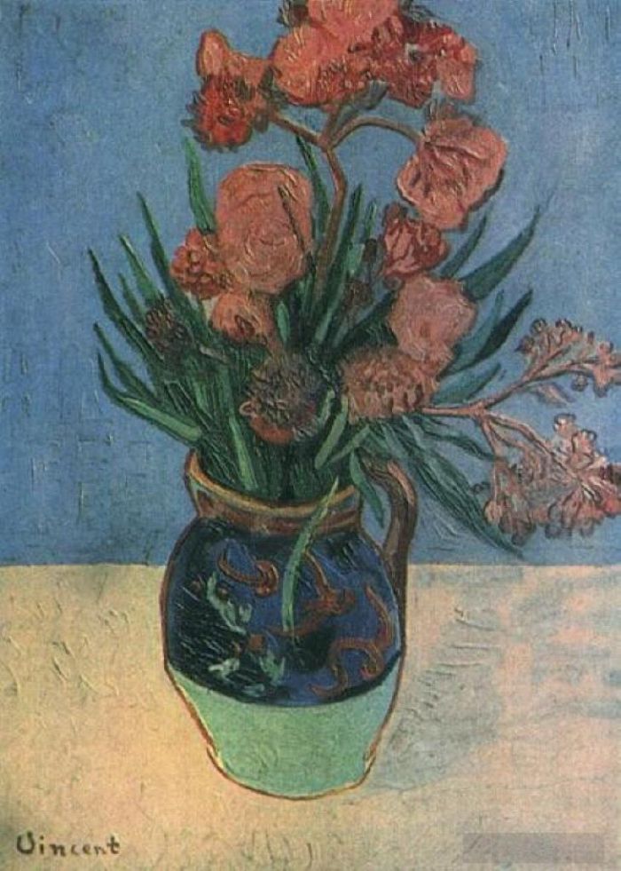 Vincent van Gogh Ölgemälde - Stilllebenvase mit Oleandern