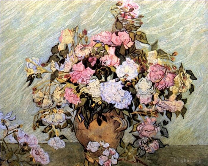 Vincent van Gogh Ölgemälde - Stilllebenvase mit Rosen