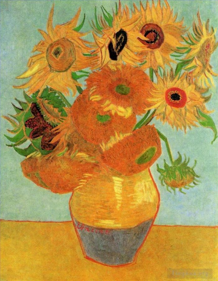Vincent van Gogh Ölgemälde - Stilllebenvase mit zwölf Sonnenblumen
