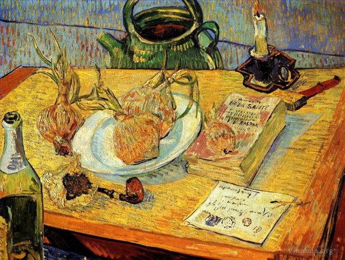 Vincent van Gogh Ölgemälde - Stillleben mit Zeichenbrett-Rohrzwiebeln und Siegellack
