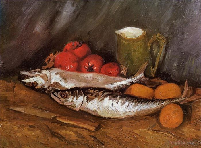 Vincent van Gogh Ölgemälde - Stillleben mit Makrelen, Zitronen und Tomaten