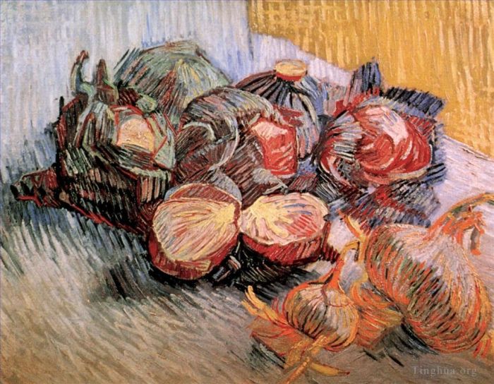 Vincent van Gogh Ölgemälde - Stillleben mit Rotkohl und Zwiebeln