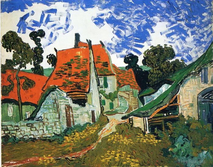 Vincent van Gogh Ölgemälde - Straße in Auvers sur Oise