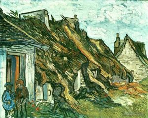 Vincent van Gogh Werk - Reetgedeckte Cottages in Chaponval Auvers sur Oise