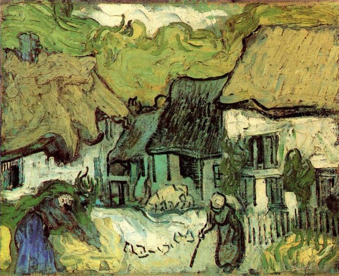 Vincent van Gogh Ölgemälde - Reetgedeckte Cottages in Jorgus