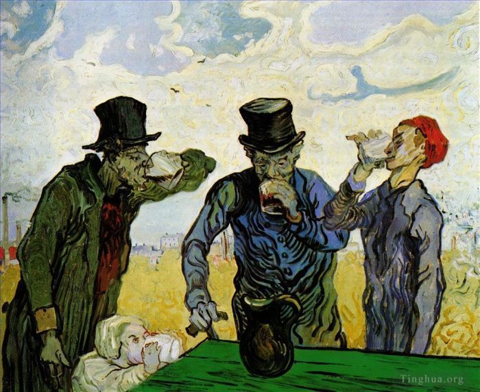 Vincent van Gogh Ölgemälde - Die Trinker nach Daumier