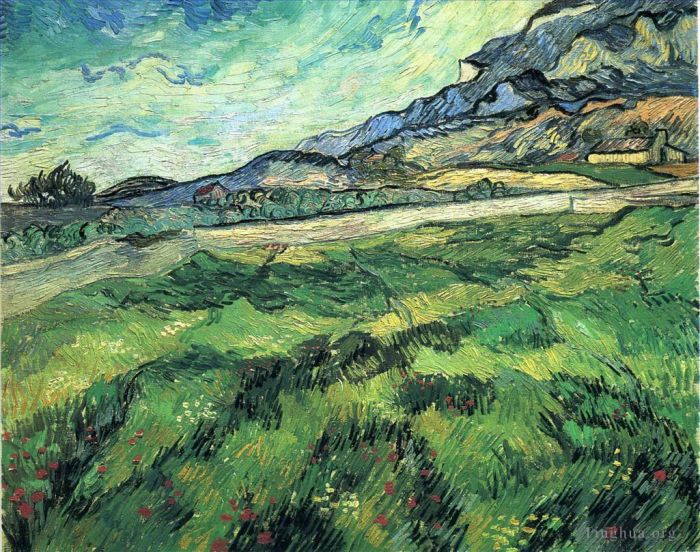 Vincent van Gogh Ölgemälde - Das Grüne Weizenfeld hinter der Anstalt