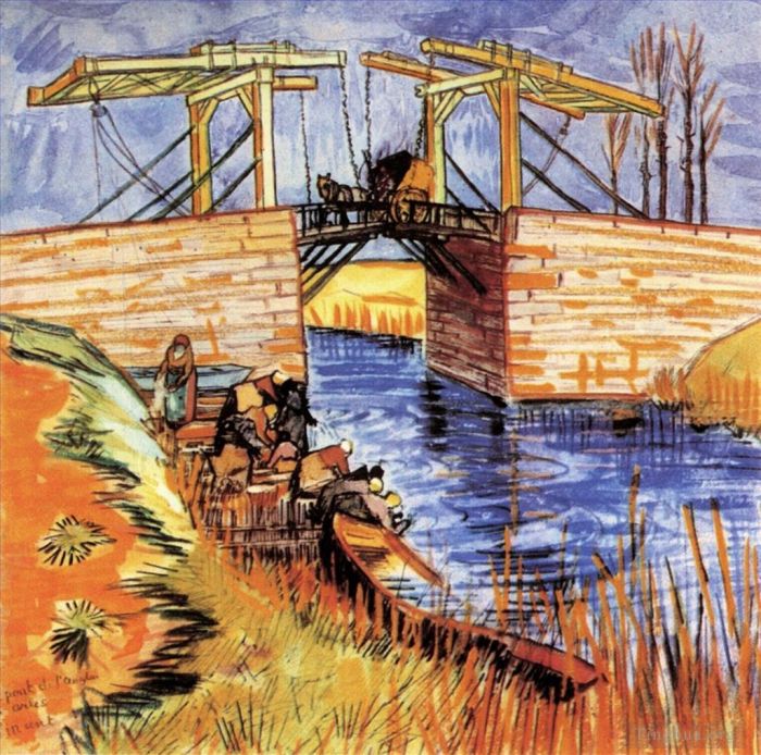 Vincent van Gogh Ölgemälde - Die Langlois-Brücke in Arles 2