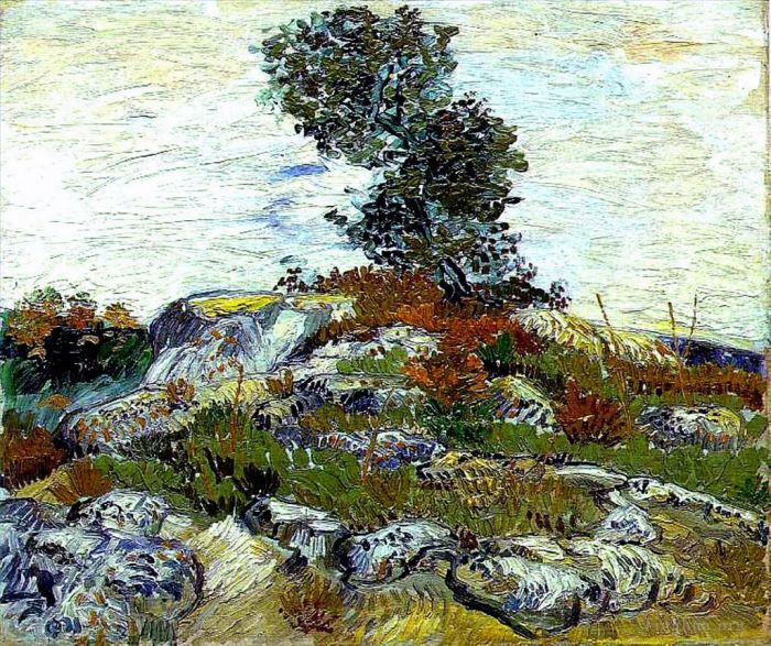 Vincent van Gogh Ölgemälde - Die Felsen mit Eiche