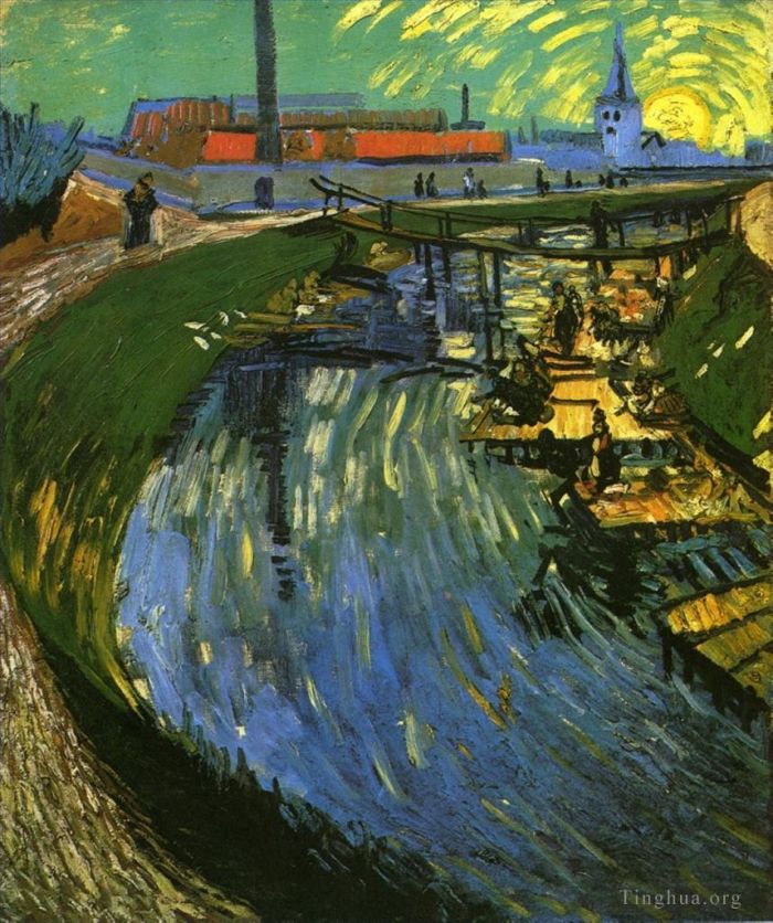 Vincent van Gogh Ölgemälde - Der Roubine du Roi-Kanal mit Wäscherinnen