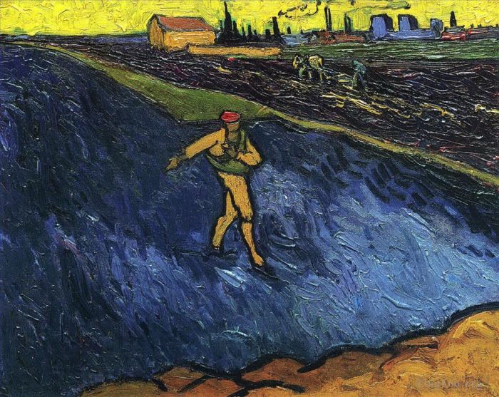 Vincent van Gogh Ölgemälde - Der Sower-Stadtrand von Arles im Hintergrund