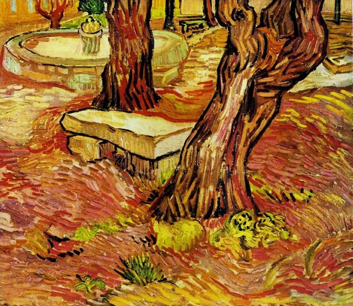 Vincent van Gogh Ölgemälde - Die Steinbank im Garten des Saint Paul Hospital