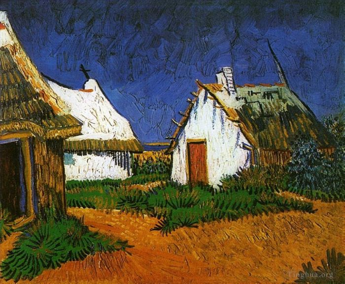 Vincent van Gogh Ölgemälde - Drei weiße Cottages in Saintes Maries