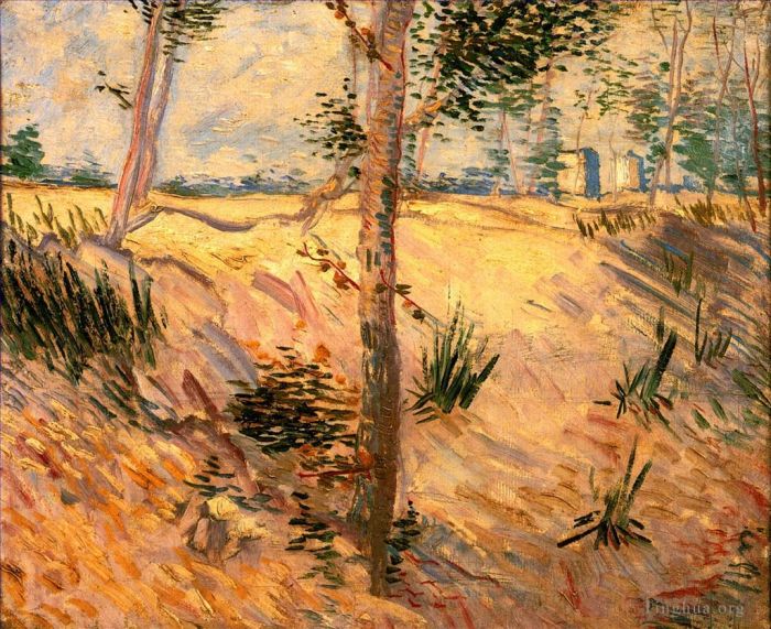 Vincent van Gogh Ölgemälde - Bäume auf einem Feld an einem sonnigen Tag