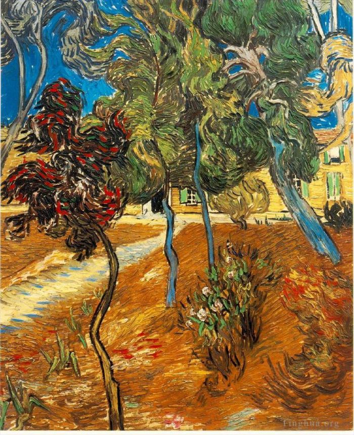 Vincent van Gogh Ölgemälde - Bäume im Asylgarten