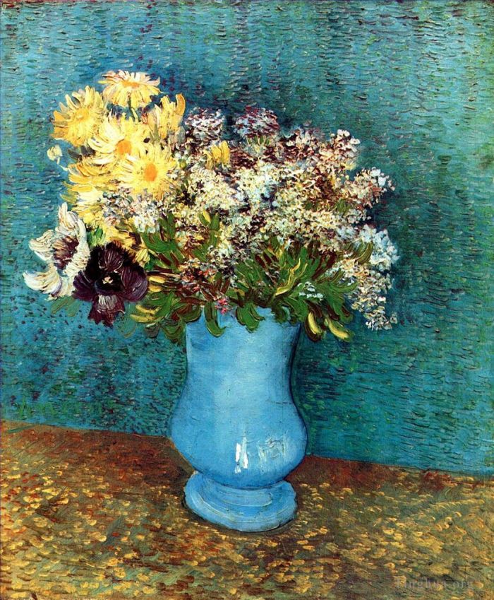 Vincent van Gogh Ölgemälde - Vase mit Flieder Margeriten und Anemonen