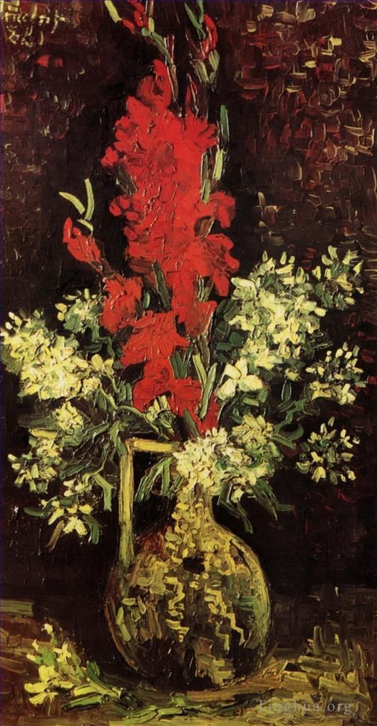 Vincent van Gogh Ölgemälde - Vase mit Gladiolen und Nelken 2