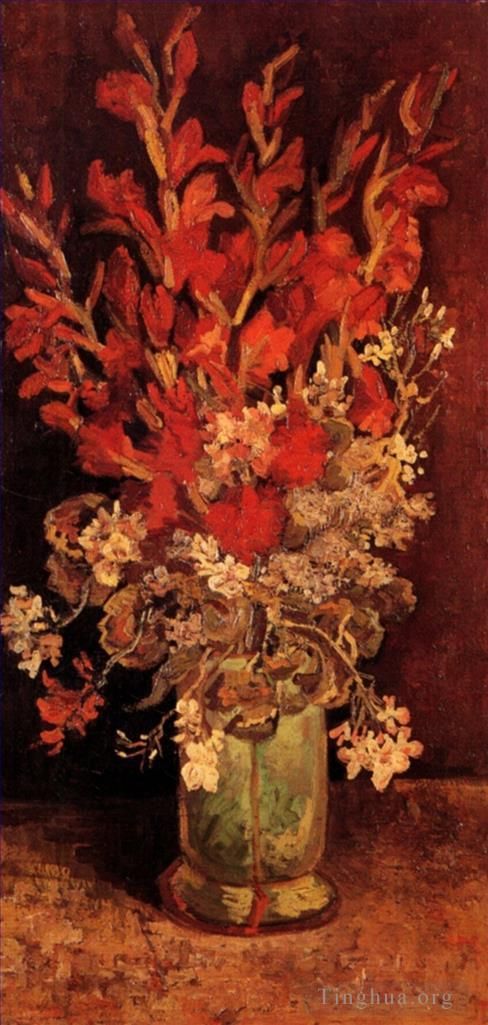 Vincent van Gogh Ölgemälde - Vase mit Gladiolen und Nelken