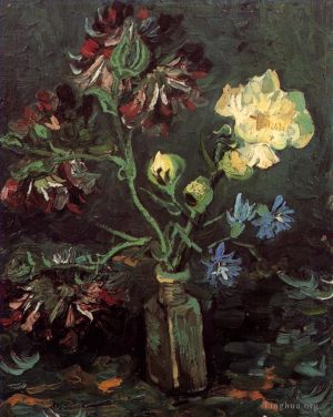 Vincent van Gogh Werk - Vase mit Myosotis und Pfingstrosen