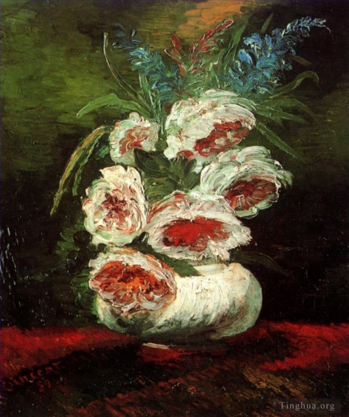 Vincent van Gogh Ölgemälde - Vase mit Pfingstrosen