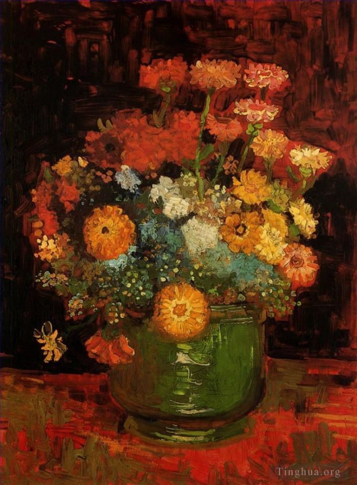 Vincent van Gogh Ölgemälde - Vase mit Zinnien