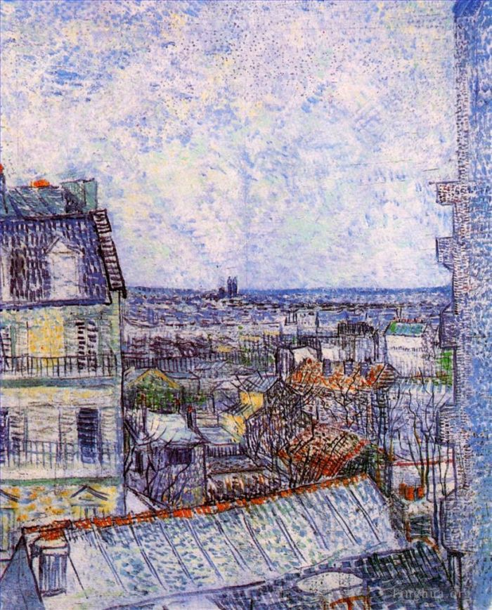 Vincent van Gogh Ölgemälde - Blick aus Vincents Zimmer in der Rue Lepic