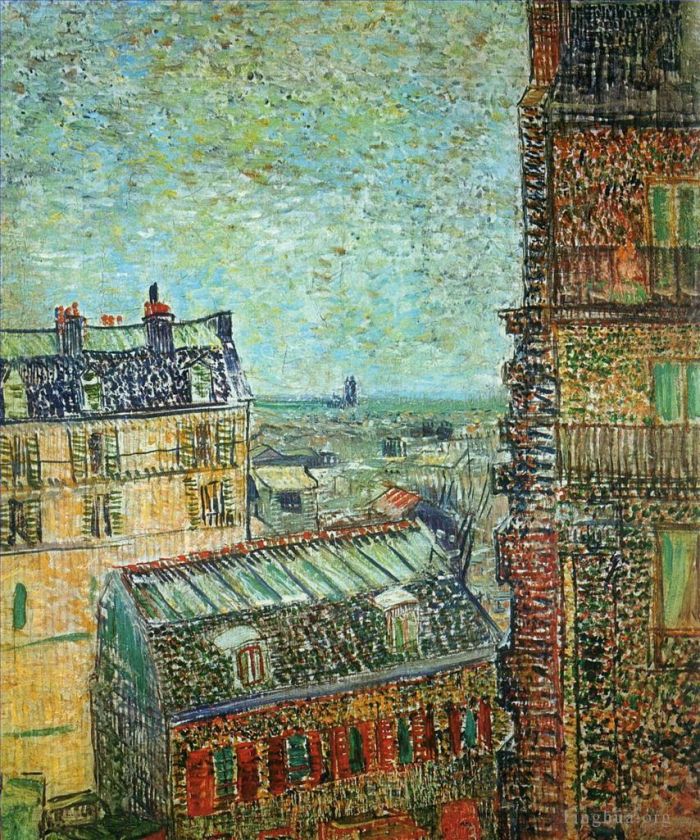 Vincent van Gogh Ölgemälde - Blick auf Paris von Vincents Zimmer in der Rue Lepic