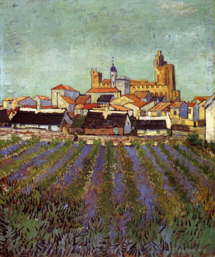 Vincent van Gogh Ölgemälde - Blick auf Saintes Maries