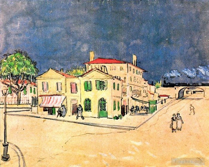 Vincent van Gogh Ölgemälde - Vincents Haus in Arles Das Gelbe Haus