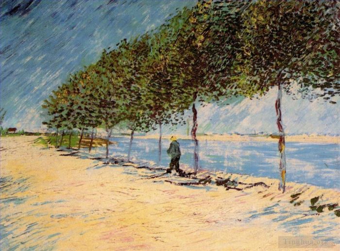 Vincent van Gogh Ölgemälde - Spazieren Sie am Ufer der Seine in der Nähe von Asnieres entlang
