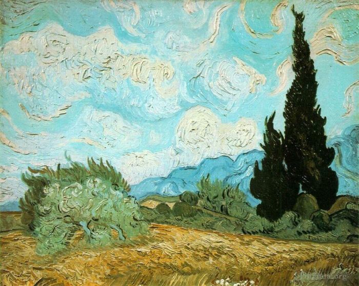 Vincent van Gogh Ölgemälde - Weizenfeld mit Zypressen