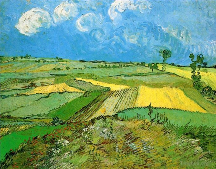 Vincent van Gogh Ölgemälde - Weizenfelder bei Auvers unter bewölktem Himmel