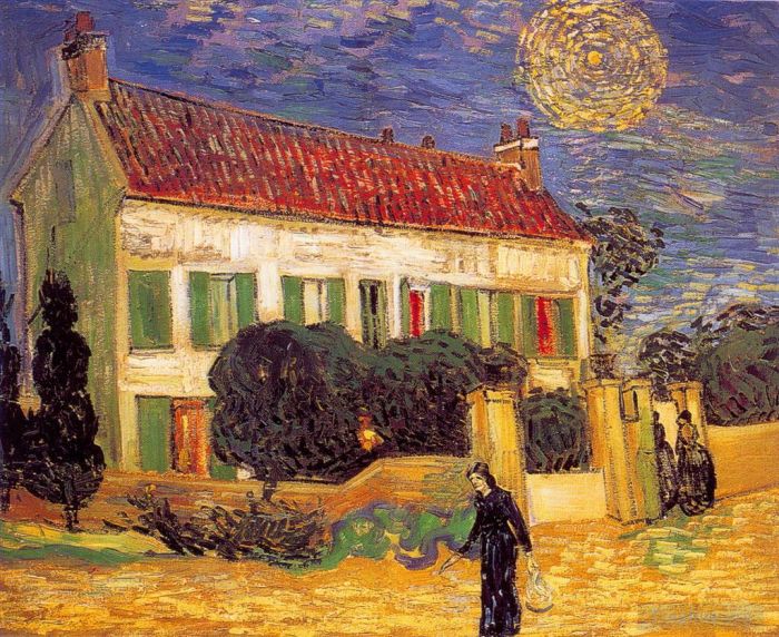 Vincent van Gogh Ölgemälde - Weißes Haus bei Nacht