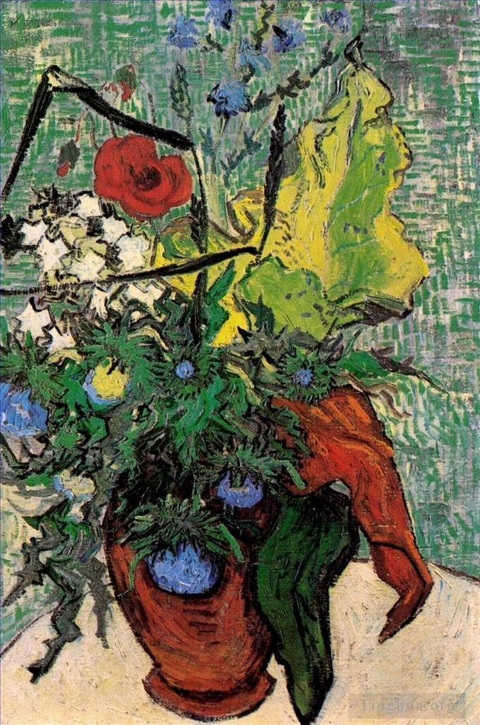 Vincent van Gogh Ölgemälde - Wilde Blumen und Disteln in einer Vase