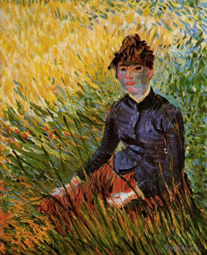 Vincent van Gogh Ölgemälde - Frau sitzt im Gras