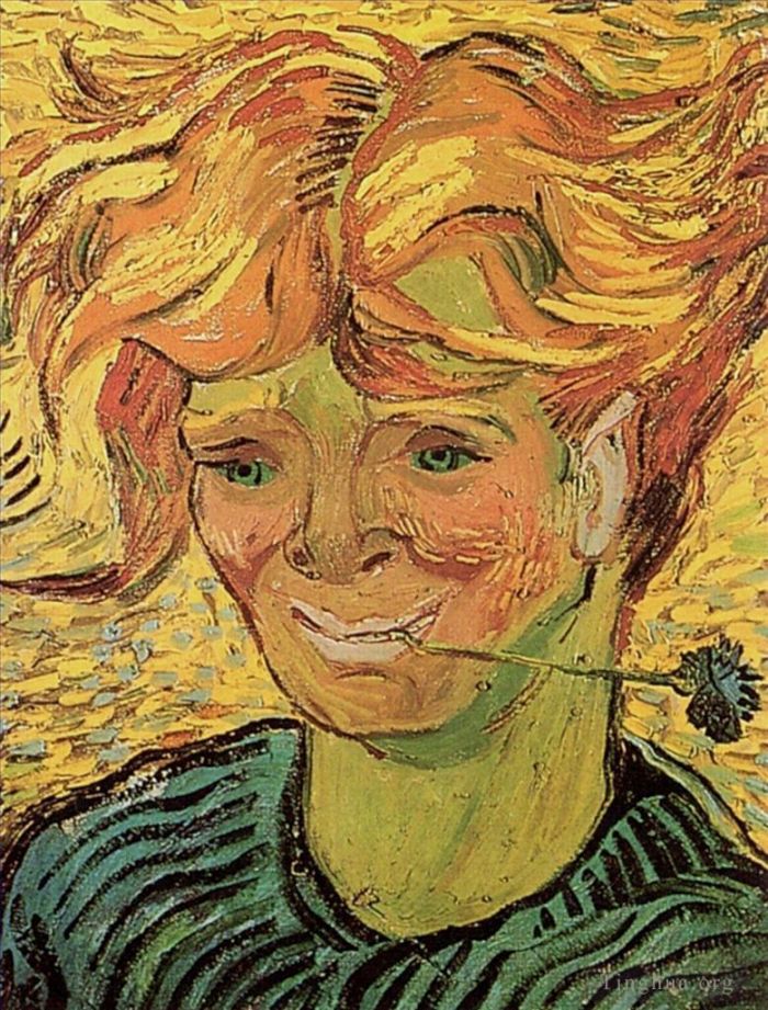 Vincent van Gogh Ölgemälde - Junger Mann mit Kornblume