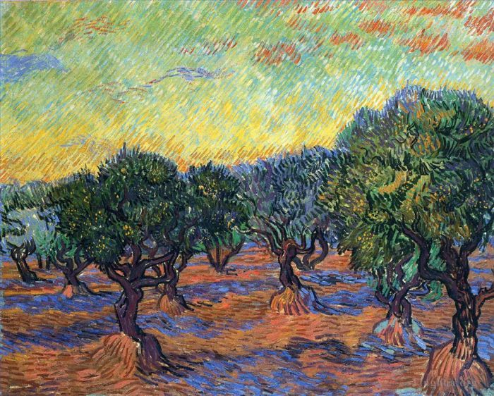 Vincent van Gogh Ölgemälde - Live Grove Orange Sky