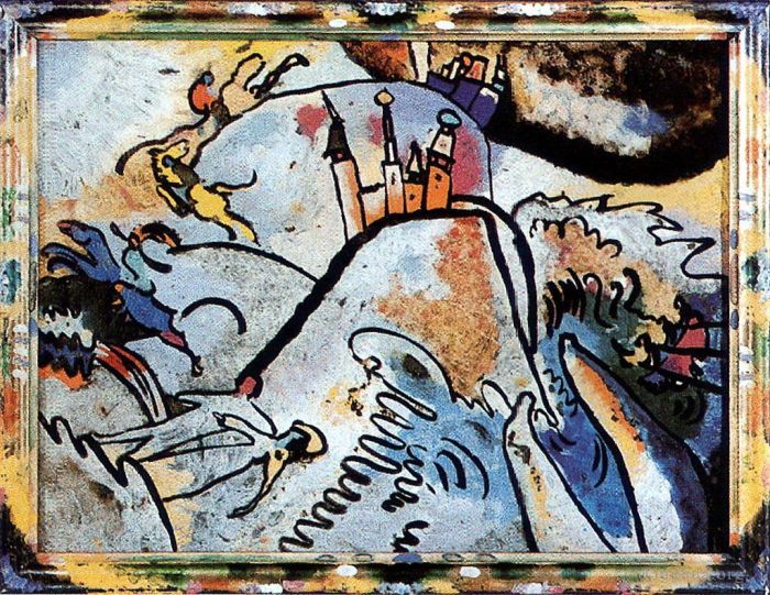 Wassily Kandinsky Ölgemälde - Glasmalerei mit der Sonne Kleine Freuden